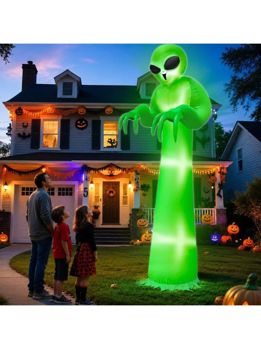 12 FT Scary Inflatable Alien with LED Lights - Halloween Outdoor Decor